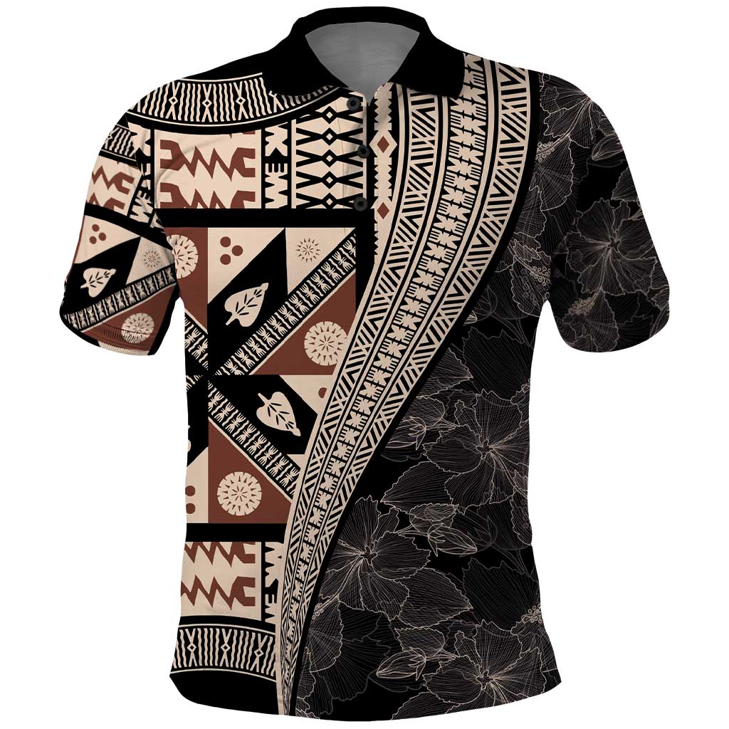 Bula Hibiscus Festival Polo Shirt Fijian Masi Pattern Half Style