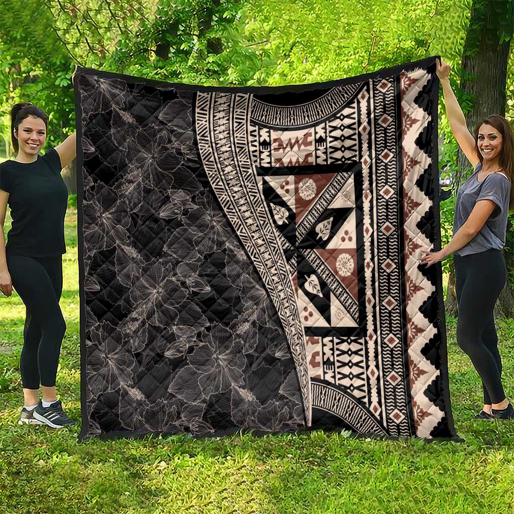 Bula Hibiscus Festival Quilt Fijian Masi Pattern Half Style LT03 - Polynesian Pride