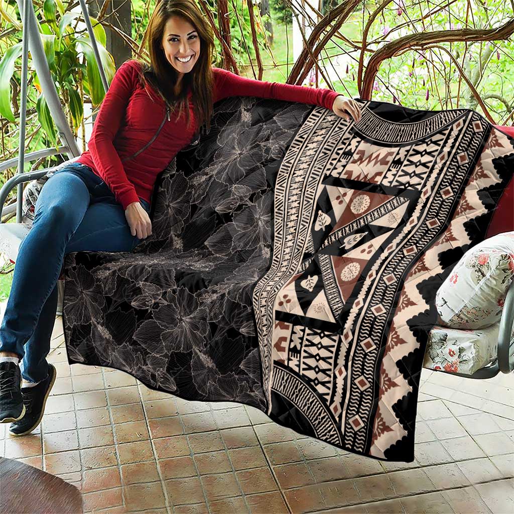 Bula Hibiscus Festival Quilt Fijian Masi Pattern Half Style LT03 - Polynesian Pride