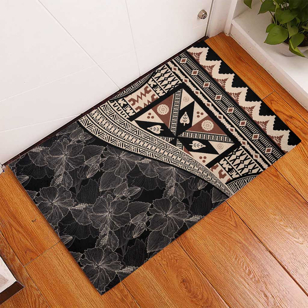 Bula Hibiscus Festival Rubber Doormat Fijian Masi Pattern Half Style LT03 - Polynesian Pride