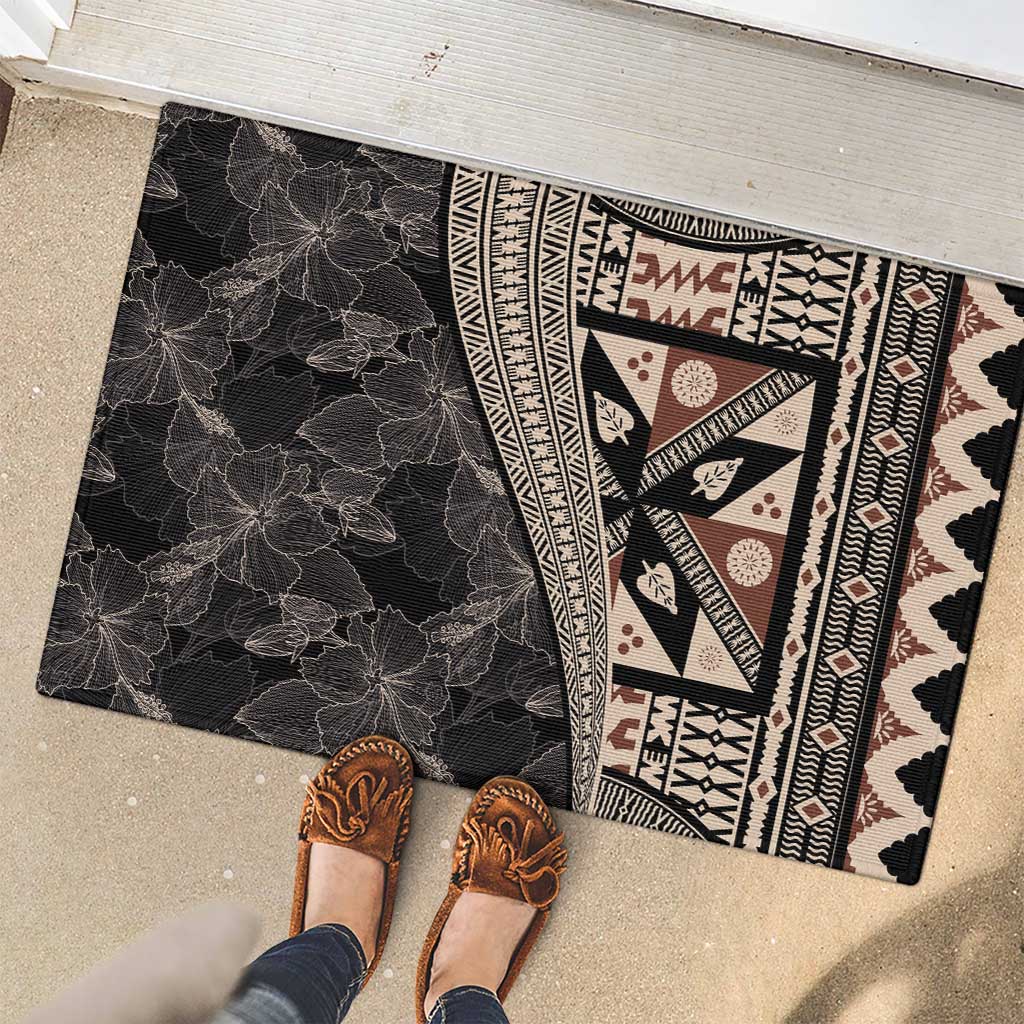 Bula Hibiscus Festival Rubber Doormat Fijian Masi Pattern Half Style LT03 - Polynesian Pride