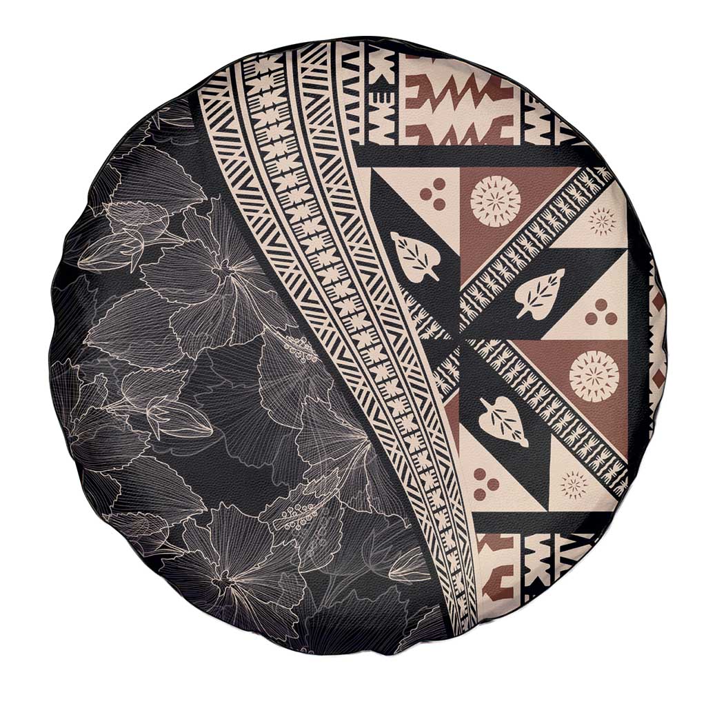 Bula Hibiscus Festival Spare Tire Cover Fijian Masi Pattern Half Style