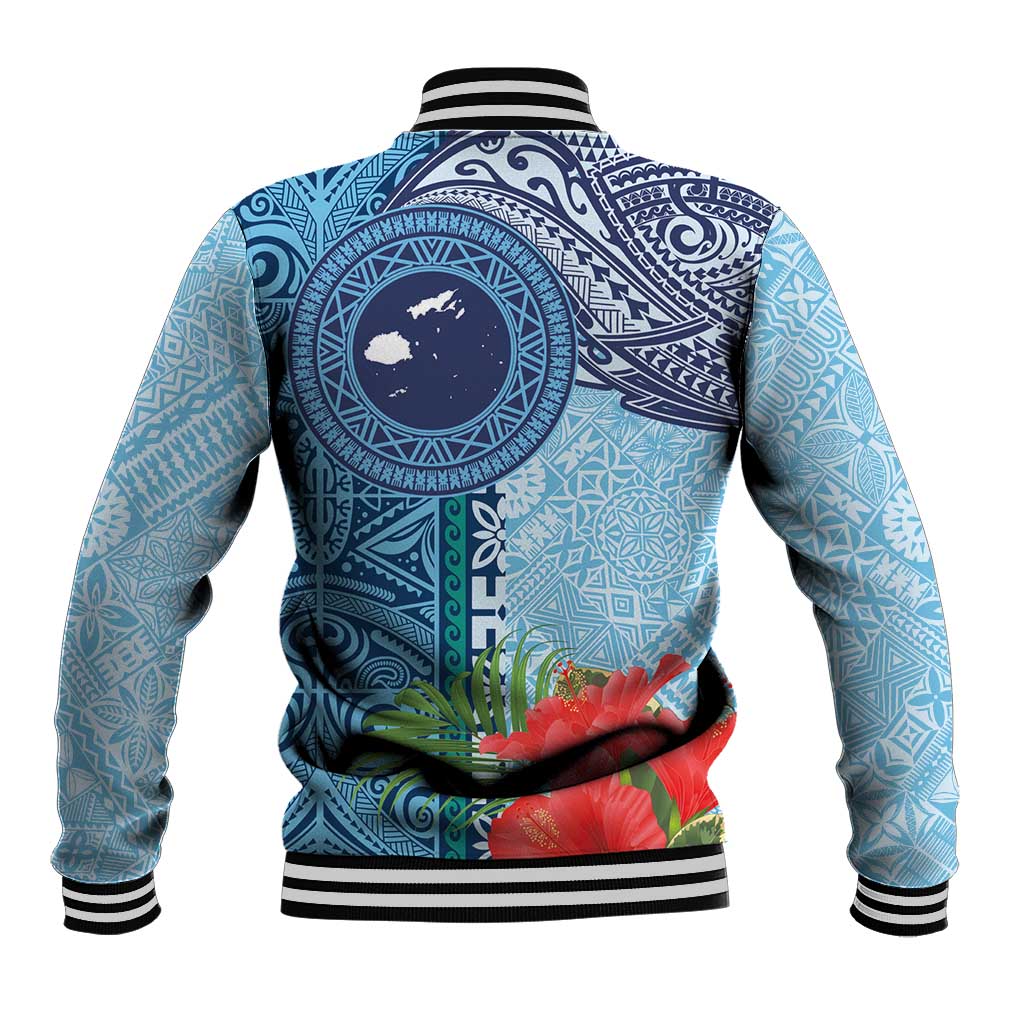Fiji Day Baseball Jacket Tapa Pattern and Hibiscus Flower