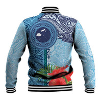 Fiji Day Baseball Jacket Tapa Pattern and Hibiscus Flower