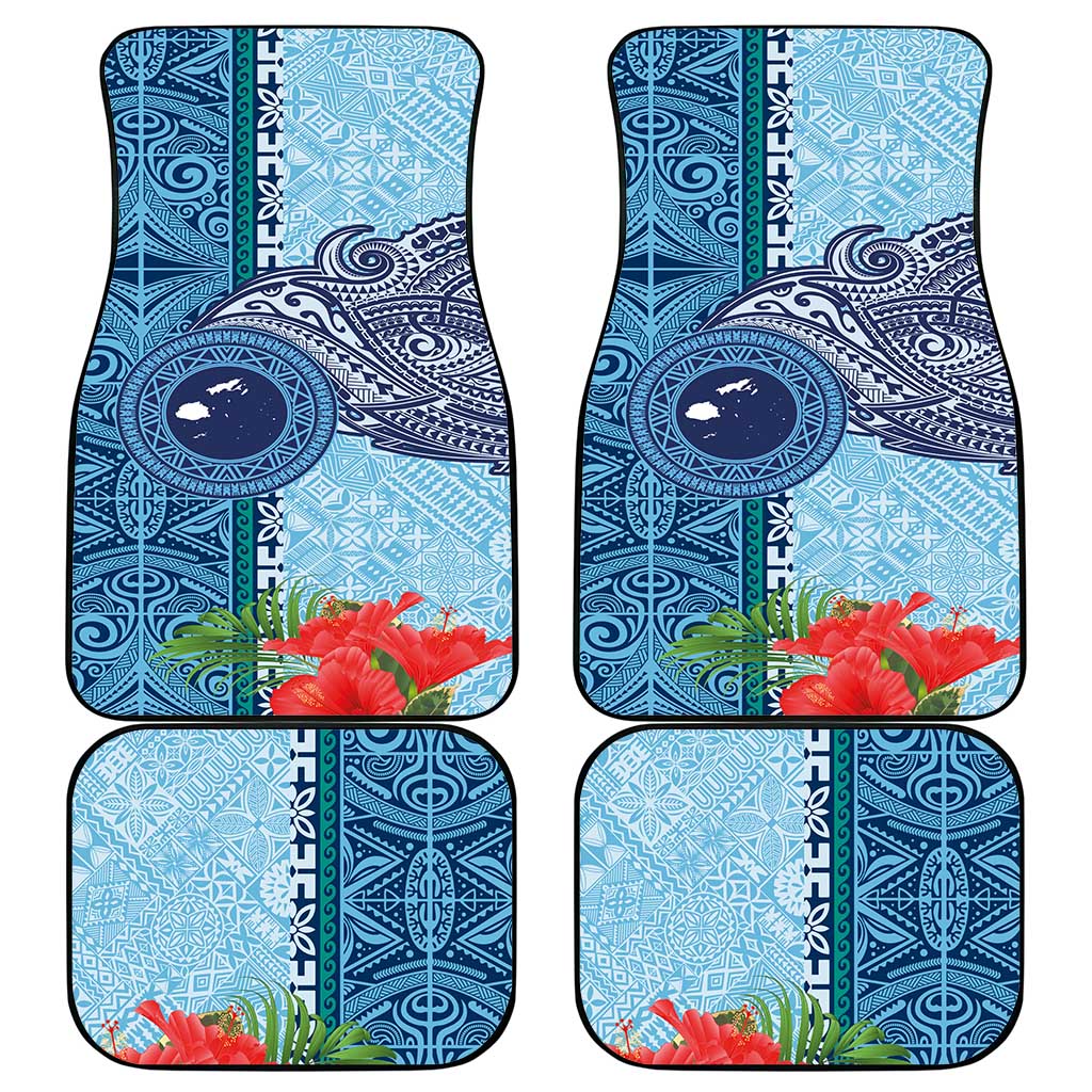 Fiji Day Car Mats Tapa Pattern and Hibiscus Flower