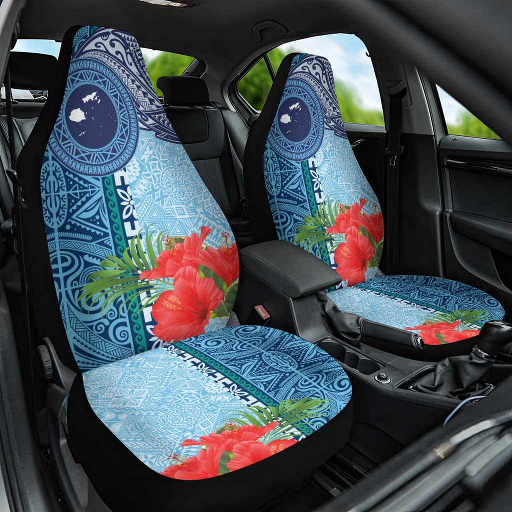 Fiji Day Car Seat Cover Tapa Pattern and Hibiscus Flower