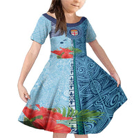 Fiji Day Family Matching Mermaid Dress and Hawaiian Shirt Tapa Pattern and Hibiscus Flower