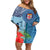 Fiji Day Family Matching Off Shoulder Short Dress and Hawaiian Shirt Tapa Pattern and Hibiscus Flower