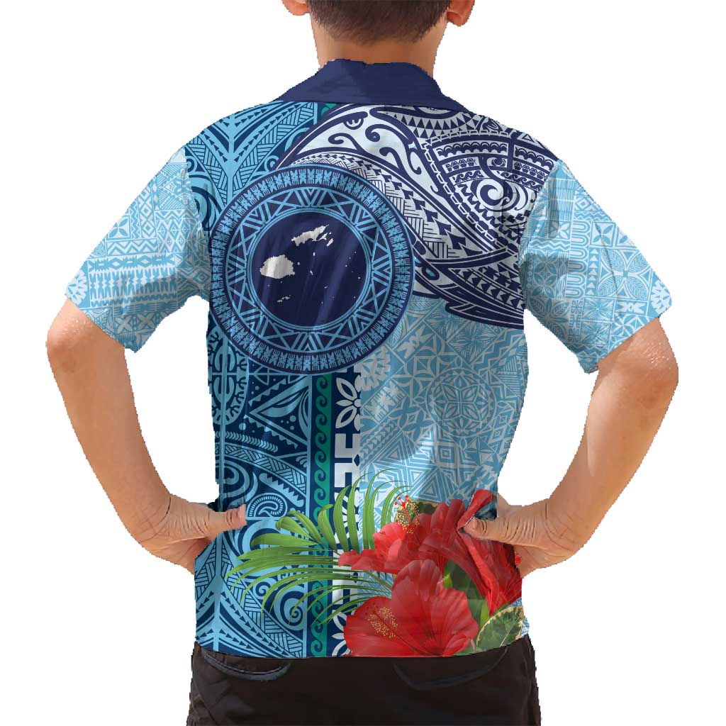 Fiji Day Family Matching Tank Maxi Dress and Hawaiian Shirt Tapa Pattern and Hibiscus Flower