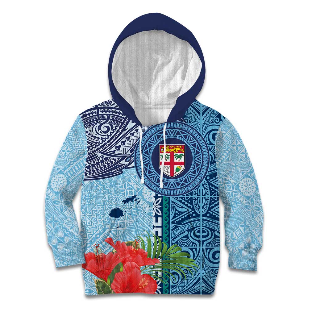 Fiji Day Kid Hoodie Tapa Pattern and Hibiscus Flower