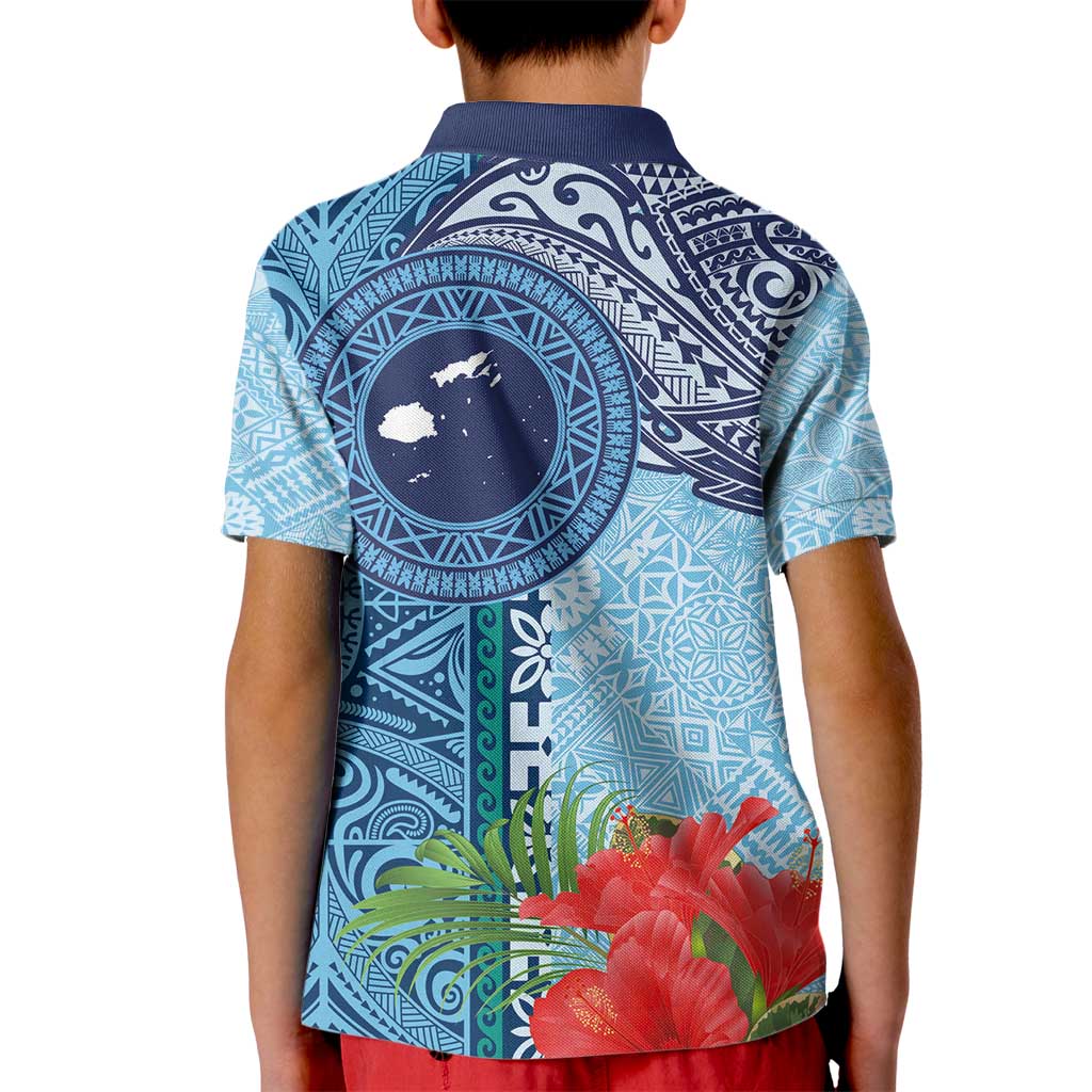 Fiji Day Kid Polo Shirt Tapa Pattern and Hibiscus Flower