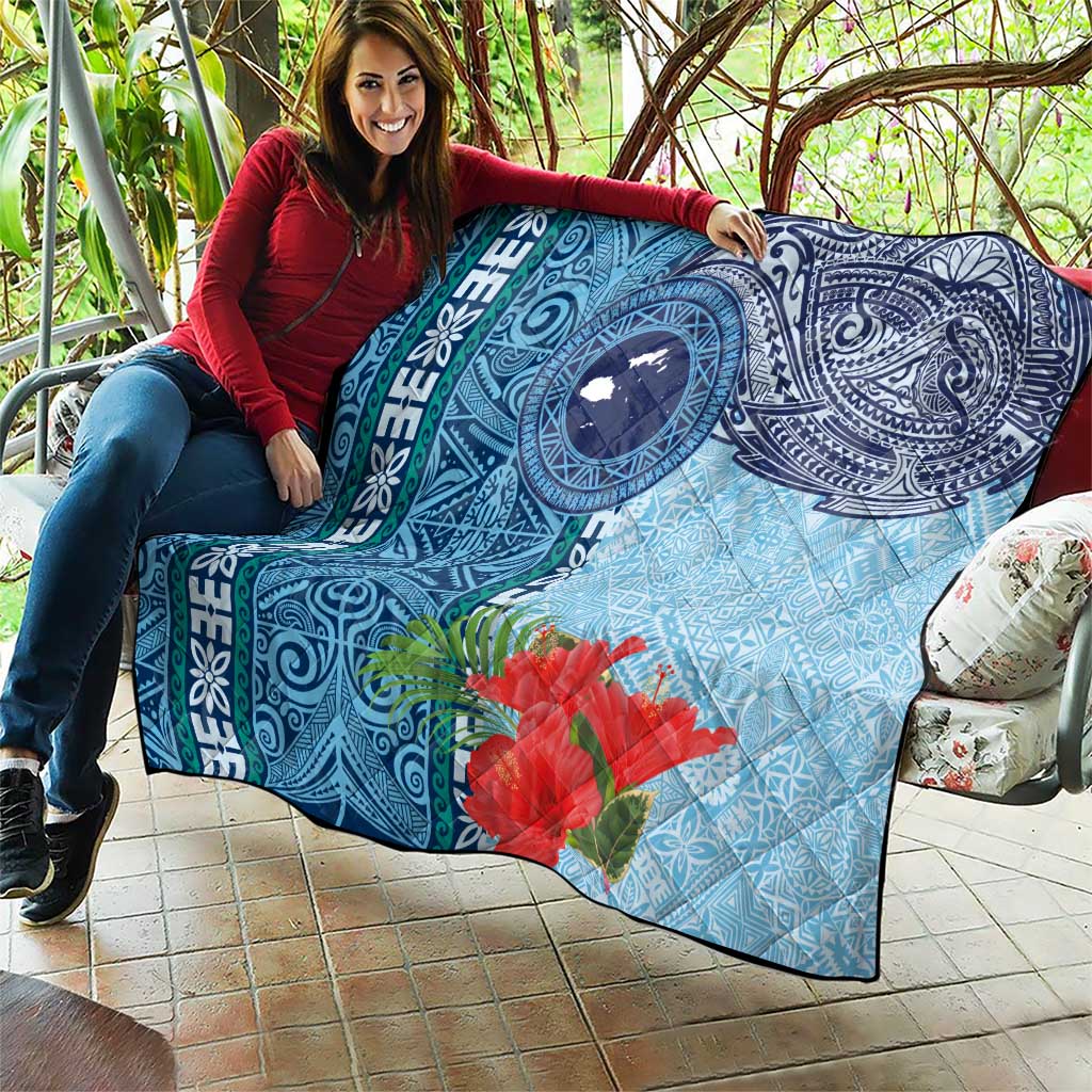 Fiji Day Quilt Tapa Pattern and Hibiscus Flower