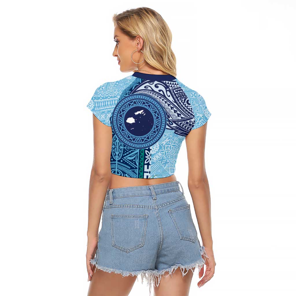 Fiji Day Raglan Cropped T Shirt Tapa Pattern and Hibiscus Flower