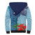 Fiji Day Sherpa Hoodie Tapa Pattern and Hibiscus Flower