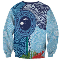 Fiji Day Sweatshirt Tapa Pattern and Hibiscus Flower