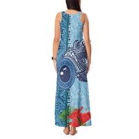 Fiji Day Tank Maxi Dress Tapa Pattern and Hibiscus Flower LT03 - Polynesian Pride