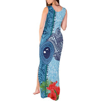 Fiji Day Tank Maxi Dress Tapa Pattern and Hibiscus Flower LT03 - Polynesian Pride
