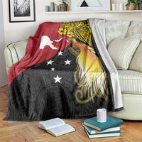 Papua New Guinea Independence Day Blanket Bird-of-Paradise with Map and Polynesian Pattern LT03 Black - Polynesian Pride