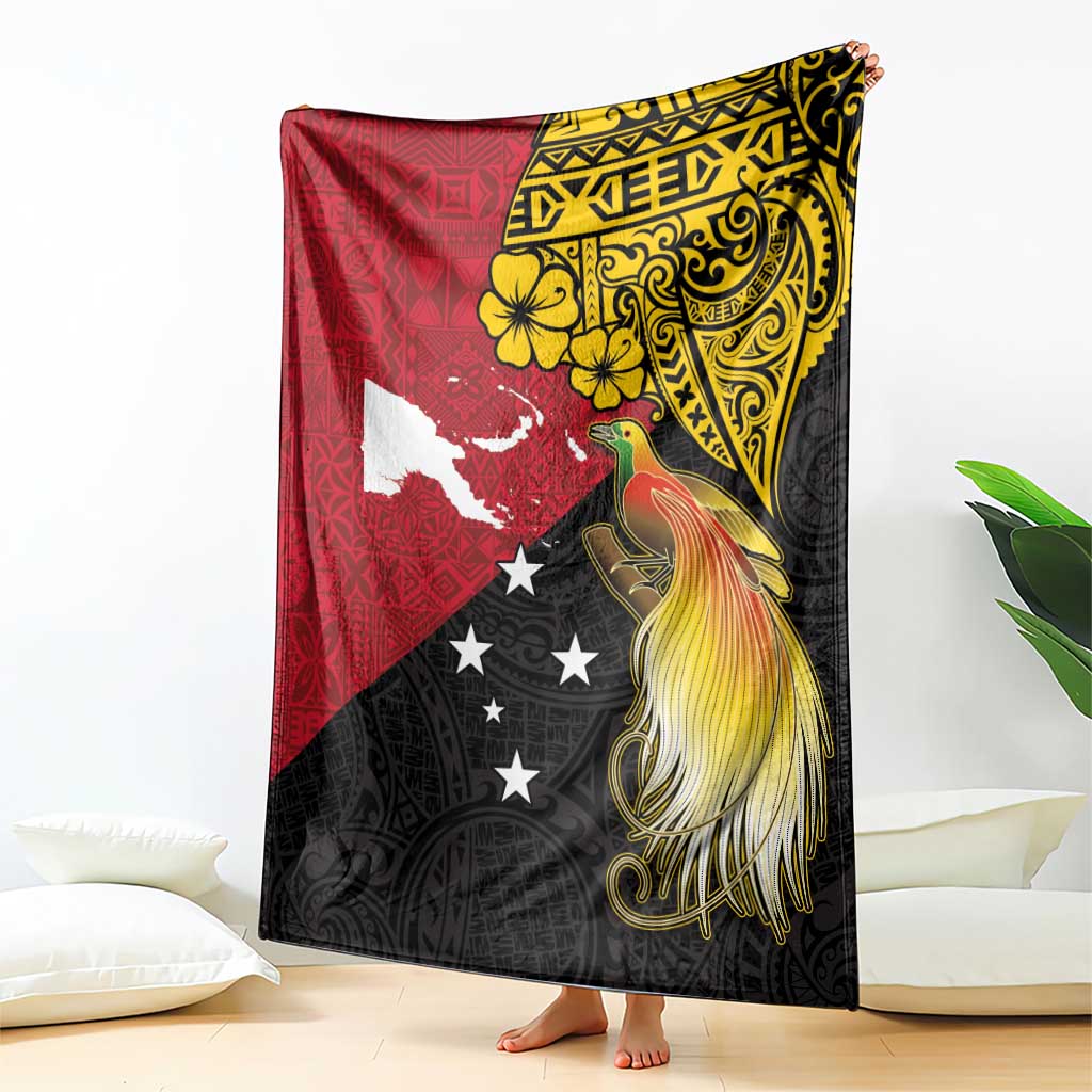 Papua New Guinea Independence Day Blanket Bird-of-Paradise with Map and Polynesian Pattern LT03 - Polynesian Pride