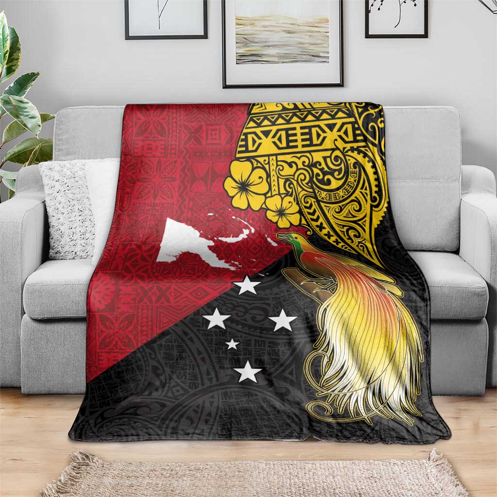Papua New Guinea Independence Day Blanket Bird-of-Paradise with Map and Polynesian Pattern LT03 - Polynesian Pride