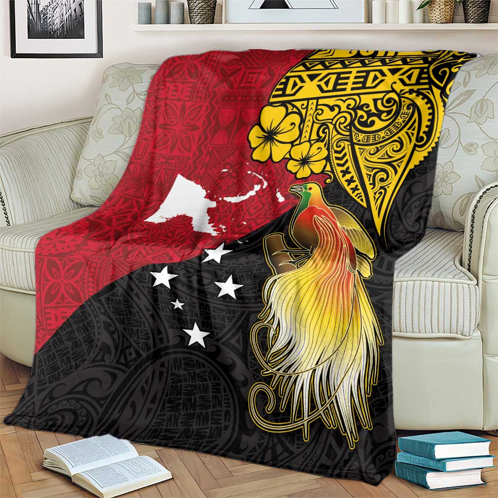 Papua New Guinea Independence Day Blanket Bird-of-Paradise with Map and Polynesian Pattern LT03 - Polynesian Pride