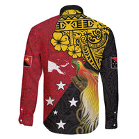 Papua New Guinea Independence Day Family Matching Mermaid Dress and Hawaiian Shirt Bird-of-Paradise with Map and Polynesian Pattern LT03 - Polynesian Pride