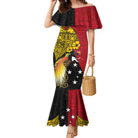 Papua New Guinea Independence Day Family Matching Mermaid Dress and Hawaiian Shirt Bird-of-Paradise with Map and Polynesian Pattern LT03 Mom's Dress Black - Polynesian Pride