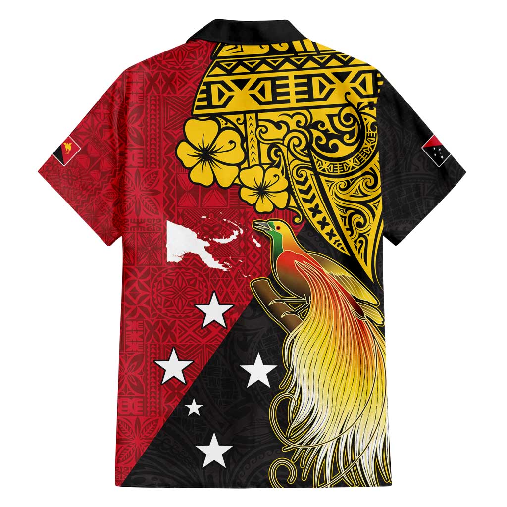 Papua New Guinea Independence Day Family Matching Summer Maxi Dress and Hawaiian Shirt Bird-of-Paradise with Map and Polynesian Pattern LT03 - Polynesian Pride