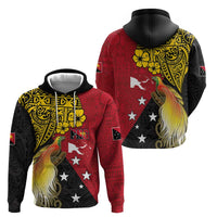 Papua New Guinea Independence Day Hoodie Bird-of-Paradise with Map and Polynesian Pattern