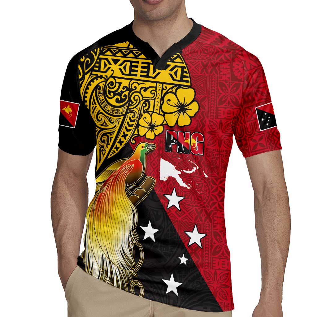 Papua New Guinea Independence Day Rugby Jersey Bird-of-Paradise with Map and Polynesian Pattern