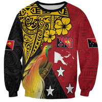 Papua New Guinea Independence Day Sweatshirt Bird-of-Paradise with Map and Polynesian Pattern LT03 Unisex Black - Polynesian Pride
