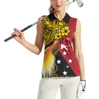Papua New Guinea Independence Day Women Sleeveless Polo Shirt Bird-of-Paradise with Map and Polynesian Pattern LT03 - Polynesian Pride