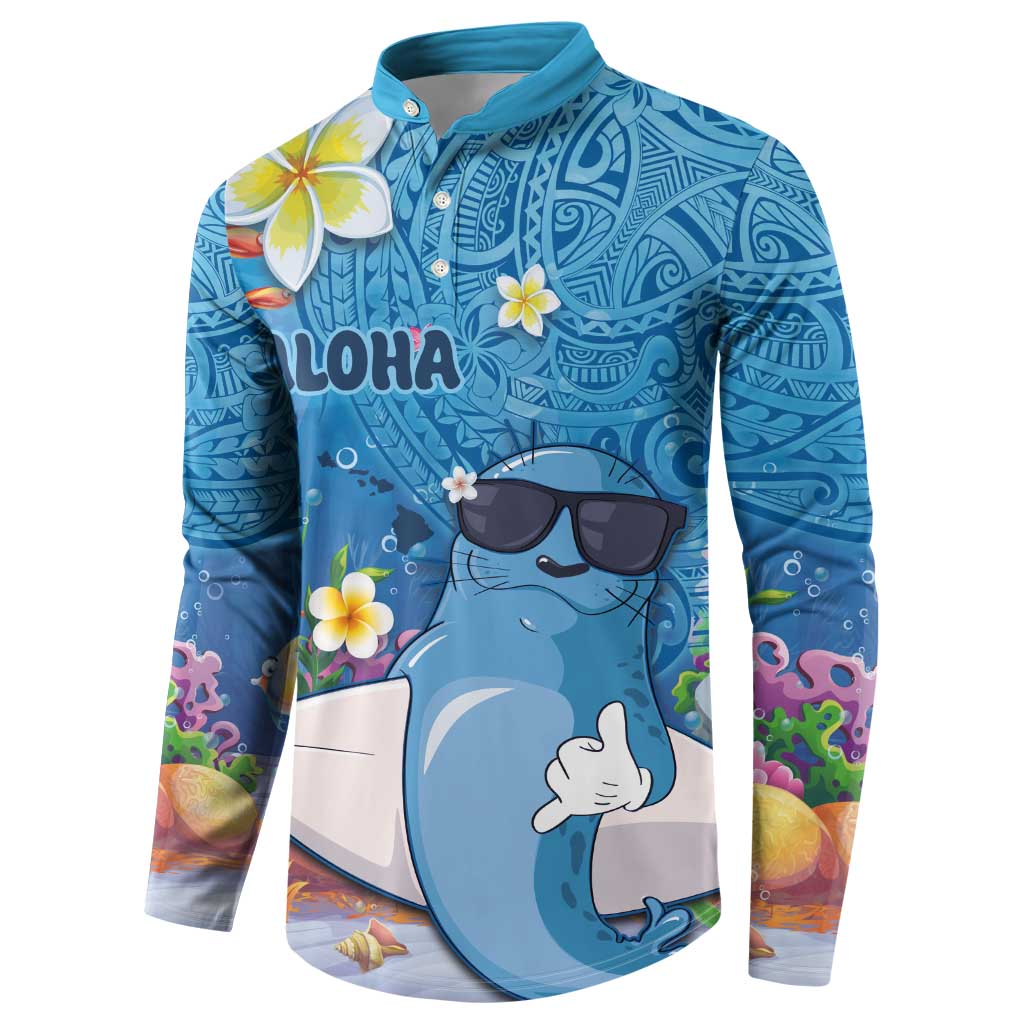 Aloha Hawaiian Monk Seal Button Sweatshirt Polynesian Tattoo The Ocean and Undersea Vibe LT03 - Polynesian Pride