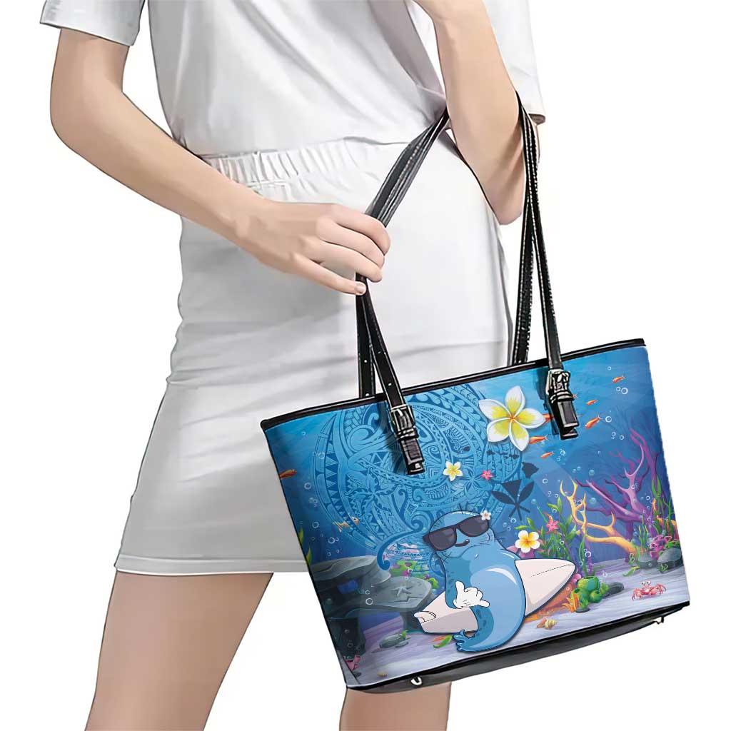 Aloha Hawaiian Monk Seal Leather Tote Bag Polynesian Tattoo The Ocean and Undersea Vibe LT03 - Polynesian Pride