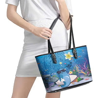 Aloha Hawaiian Monk Seal Leather Tote Bag Polynesian Tattoo The Ocean and Undersea Vibe LT03 - Polynesian Pride
