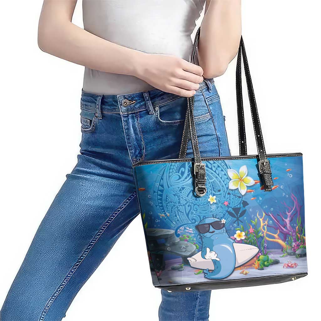 Aloha Hawaiian Monk Seal Leather Tote Bag Polynesian Tattoo The Ocean and Undersea Vibe LT03 - Polynesian Pride