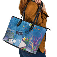 Aloha Hawaiian Monk Seal Leather Tote Bag Polynesian Tattoo The Ocean and Undersea Vibe LT03 - Polynesian Pride