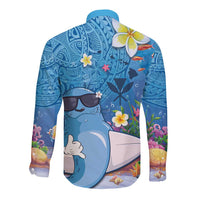 Aloha Hawaiian Monk Seal Long Sleeve Button Shirt Polynesian Tattoo The Ocean and Undersea Vibe