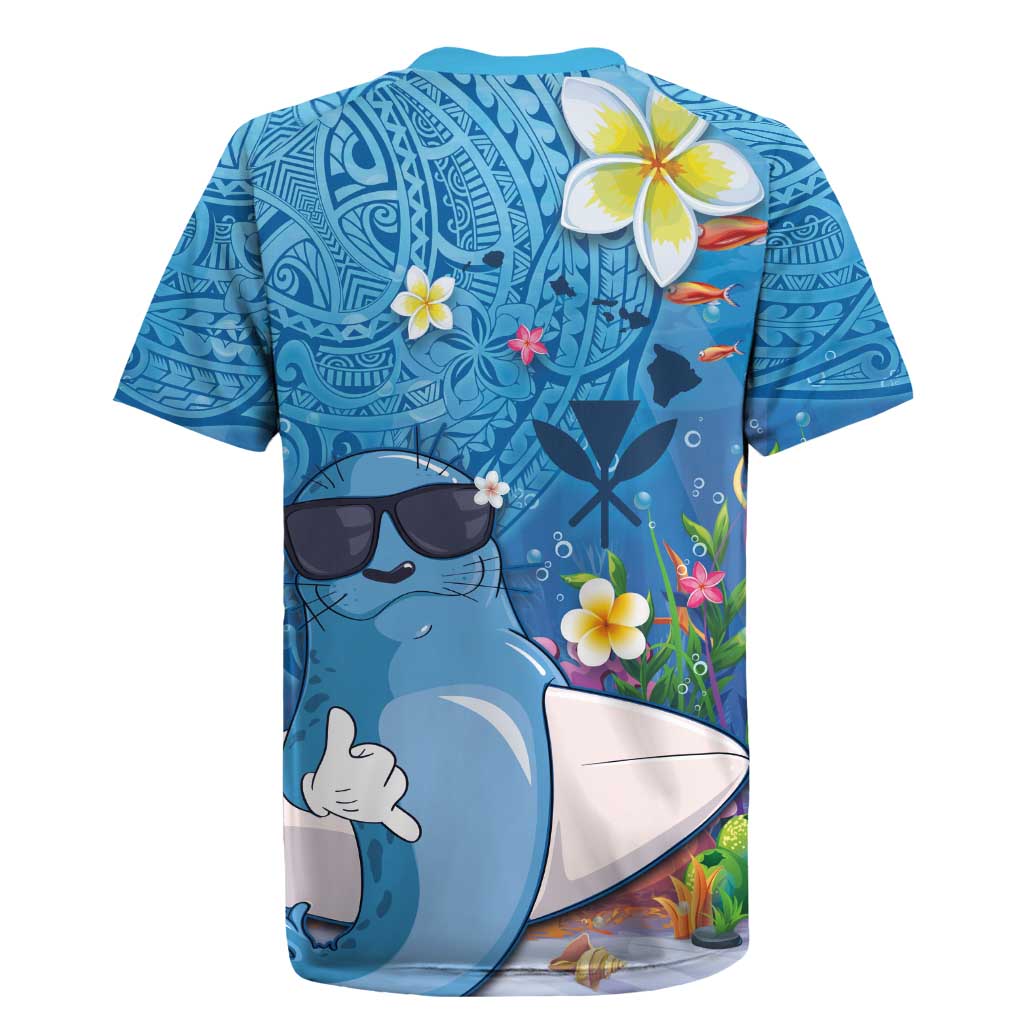 Aloha Hawaiian Monk Seal Rugby Jersey Polynesian Tattoo The Ocean and Undersea Vibe