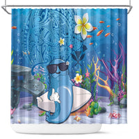 Aloha Hawaiian Monk Seal Shower Curtain Polynesian Tattoo The Ocean and Undersea Vibe LT03 Blue - Polynesian Pride
