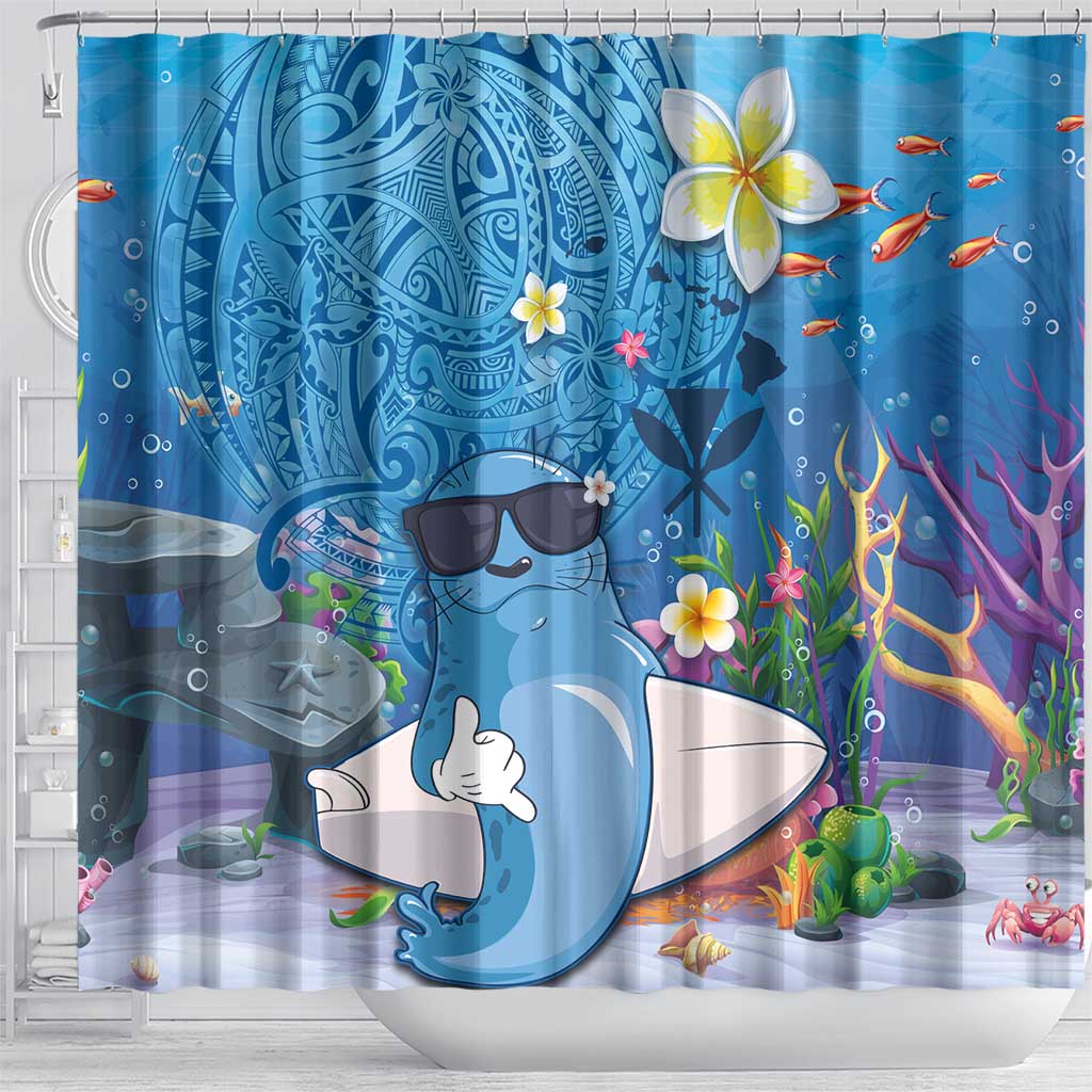Aloha Hawaiian Monk Seal Shower Curtain Polynesian Tattoo The Ocean and Undersea Vibe LT03 - Polynesian Pride