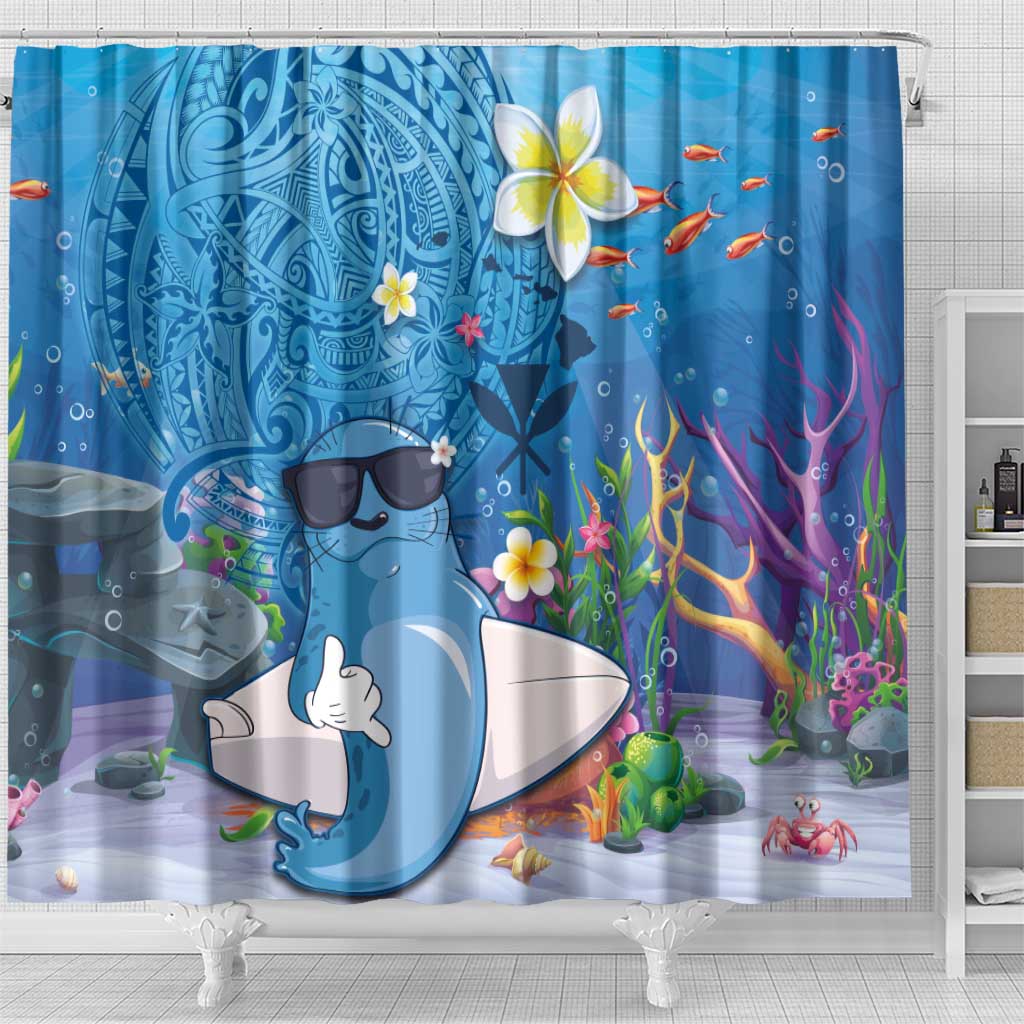 Aloha Hawaiian Monk Seal Shower Curtain Polynesian Tattoo The Ocean and Undersea Vibe LT03 - Polynesian Pride