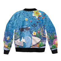 Aloha Hawaiian Monk Seal Sleeve Zip Bomber Jacket Polynesian Tattoo The Ocean and Undersea Vibe