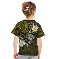 Hawaiian Turtle and Plumeria Kid T Shirt Polynesian Tattoo and Tribal Elements Pattern Yellow Color LT03 - Polynesian Pride