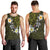 Hawaiian Turtle and Plumeria Men Tank Top Polynesian Tattoo and Tribal Elements Pattern Yellow Color