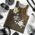 Hawaiian Turtle and Plumeria Men Tank Top Polynesian Tattoo and Tribal Elements Pattern Orange Color