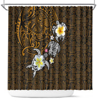 Hawaiian Turtle and Plumeria Shower Curtain Polynesian Tattoo and Tribal Elements Pattern Orange Color LT03 Orange - Polynesian Pride