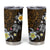 Hawaiian Turtle and Plumeria Tumbler Cup Polynesian Tattoo and Tribal Elements Pattern Orange Color