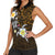 Hawaiian Turtle and Plumeria Women Sleeveless Polo Shirt Polynesian Tattoo and Tribal Elements Pattern Orange Color