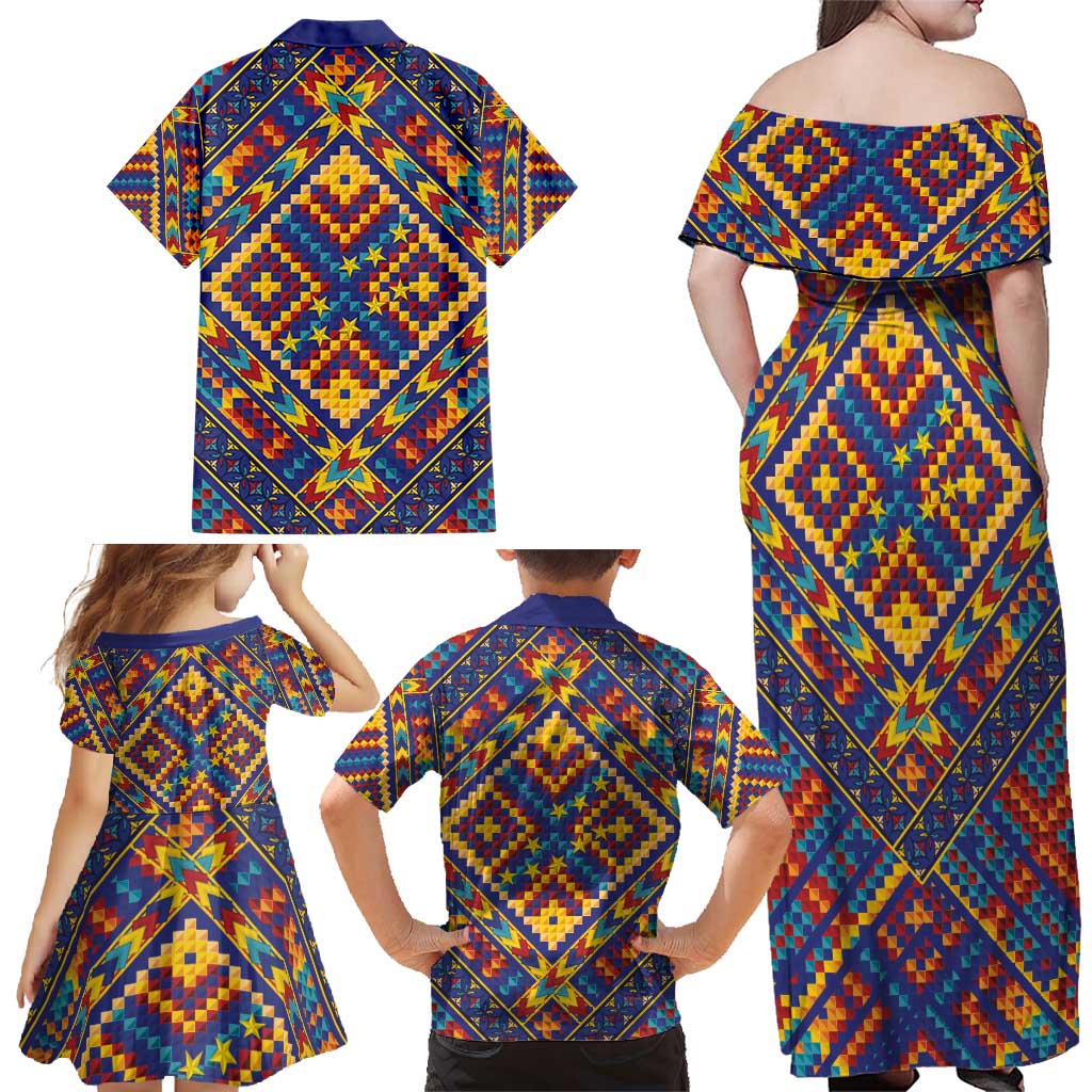 Kolose-Tuvalu Crochet Family Matching Off Shoulder Maxi Dress and Hawaiian Shirt with Polynesian and Pacific Tattoos - Polynesian Pride